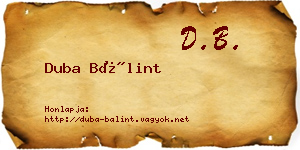 Duba Bálint névjegykártya