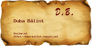 Duba Bálint névjegykártya