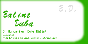 balint duba business card